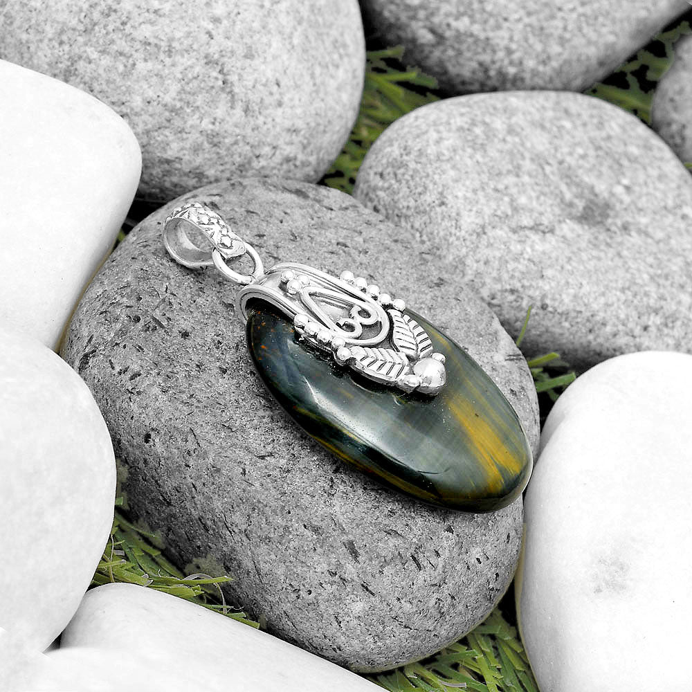 Southwest - Natural Blue Tiger Eye Pendant P-1313 SDP134579