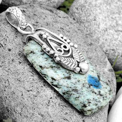 Southwest K2 Blue Azurite In Quartz Pendant P-1313 SDP134580