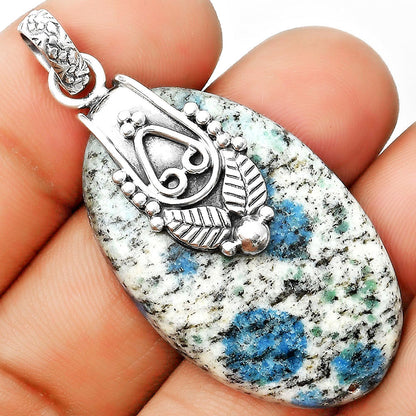 Southwest K2 Blue Azurite In Quartz Pendant P-1313 SDP134582
