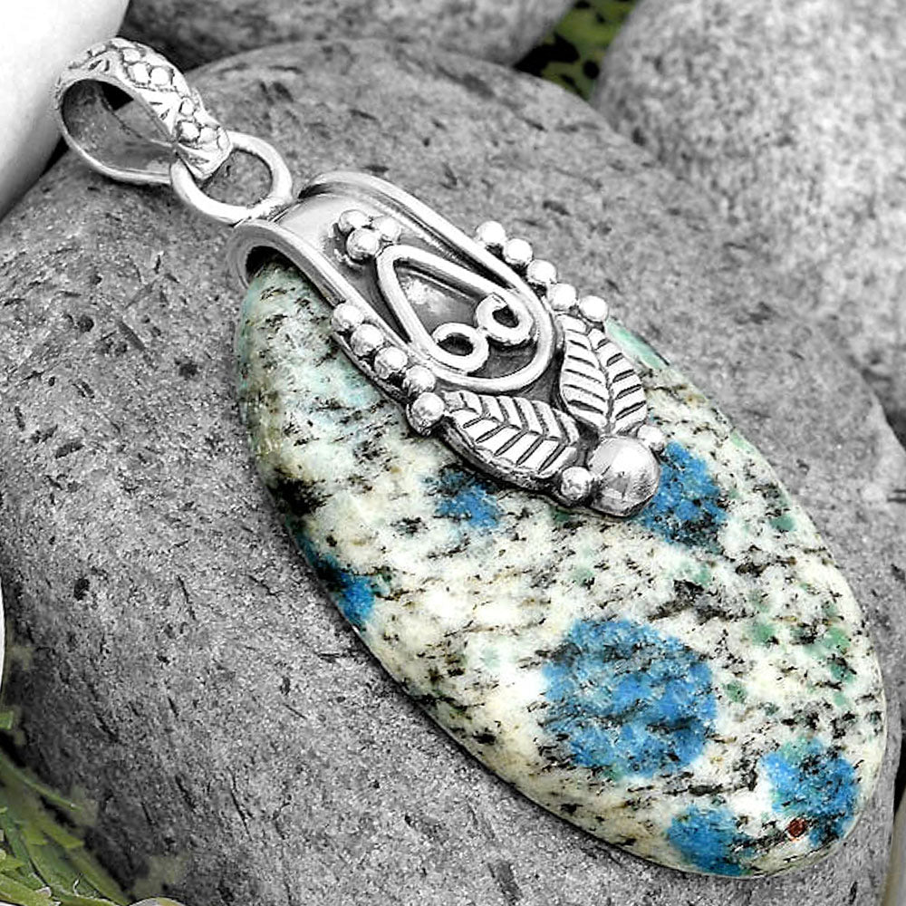 Southwest K2 Blue Azurite In Quartz Pendant P-1313 SDP134582