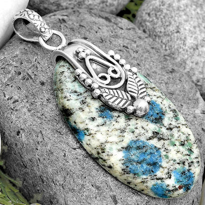 Southwest K2 Blue Azurite In Quartz Pendant P-1313 SDP134582