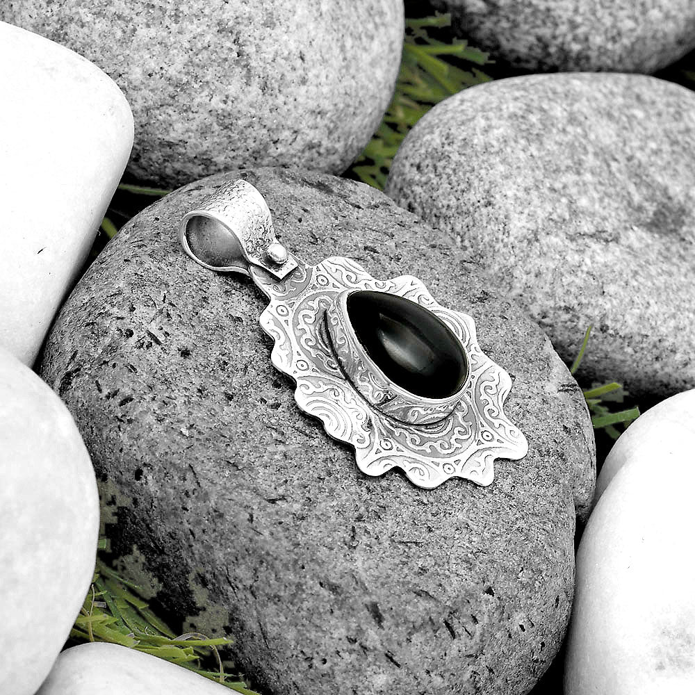 Natural Tektite Cab - Greek Pendant P-1238 SDP134602