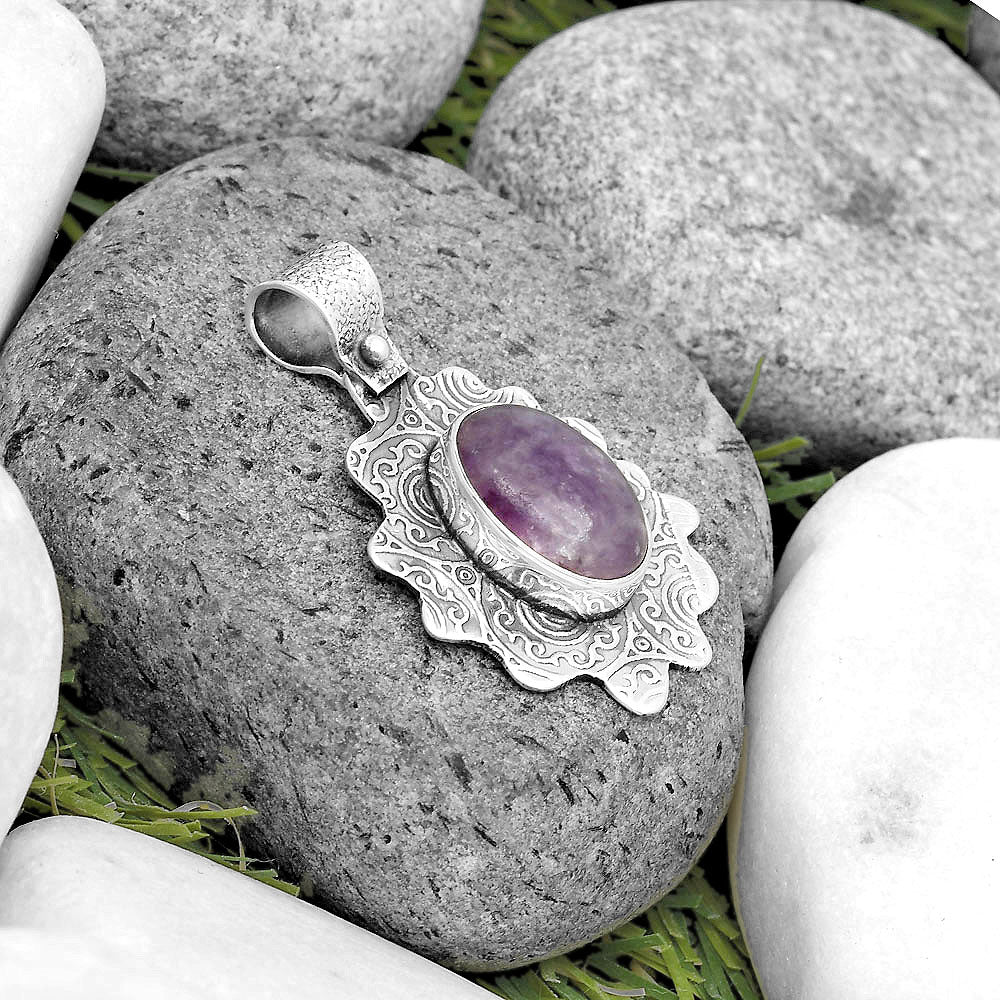 Natural Purple Lepidolite Pendant P-1238 SDP134604