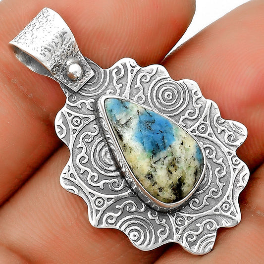 Natural K2 Blue - Azurite In Quartz Pendant P-1238 SDP134621