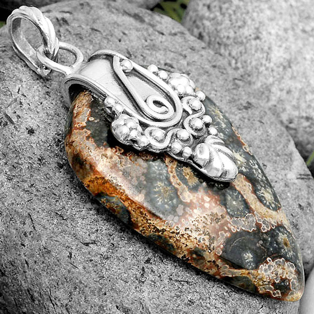Natural Viper Skin Jasper Pendant P-1313 SDP134630