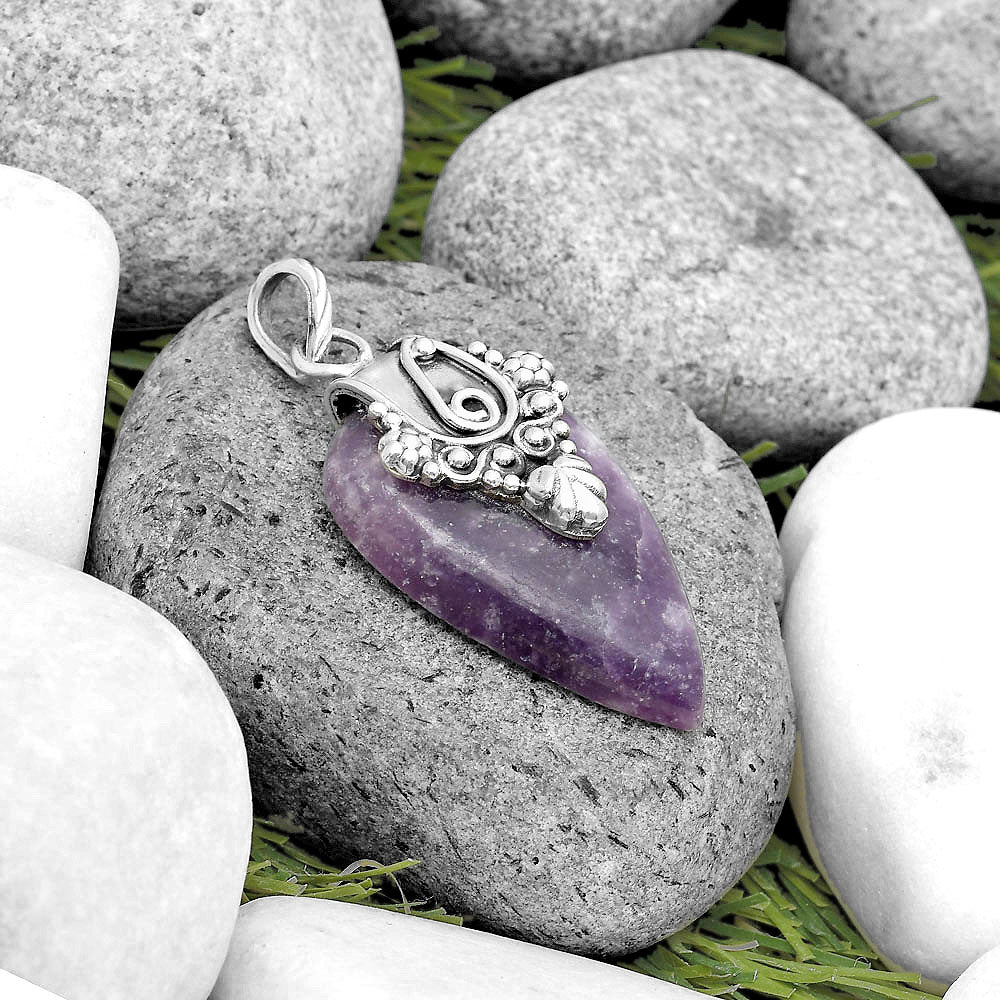 Natural Purple Lepidolite Pendant P-1313 SDP134655