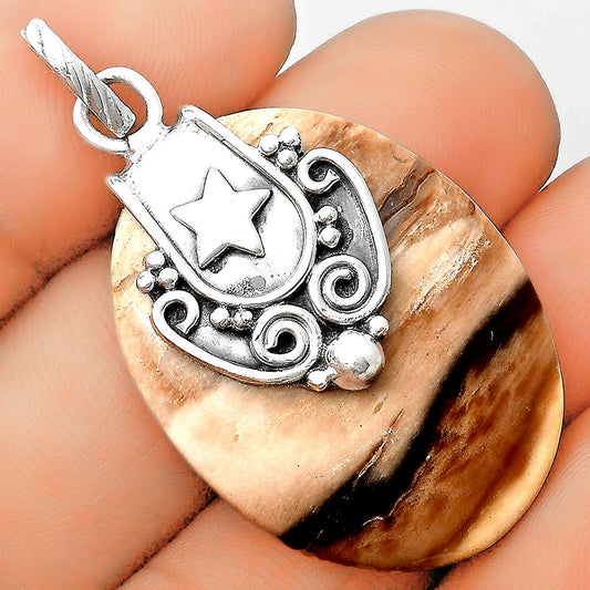 Star - Natural Petrified Wood Pendant P-1313 SDP134663