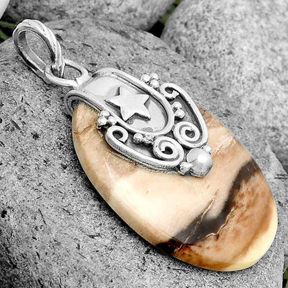 Star - Natural Petrified Wood Pendant P-1313 SDP134663