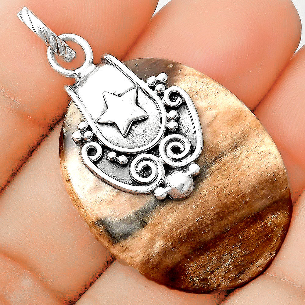 Star - Natural Petrified Wood Pendant P-1313 SDP134667