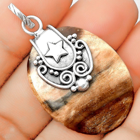 Star - Natural Petrified Wood Pendant P-1313 SDP134667
