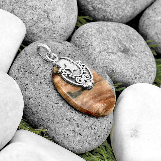 Star - Natural Petrified Wood Pendant P-1313 SDP134667