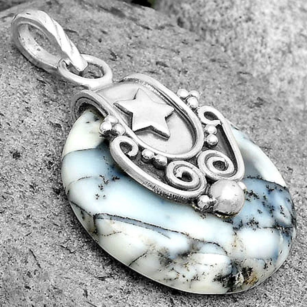 Star Natural Merlinite Dendritic Opal Pendant P-1313 SDP134675