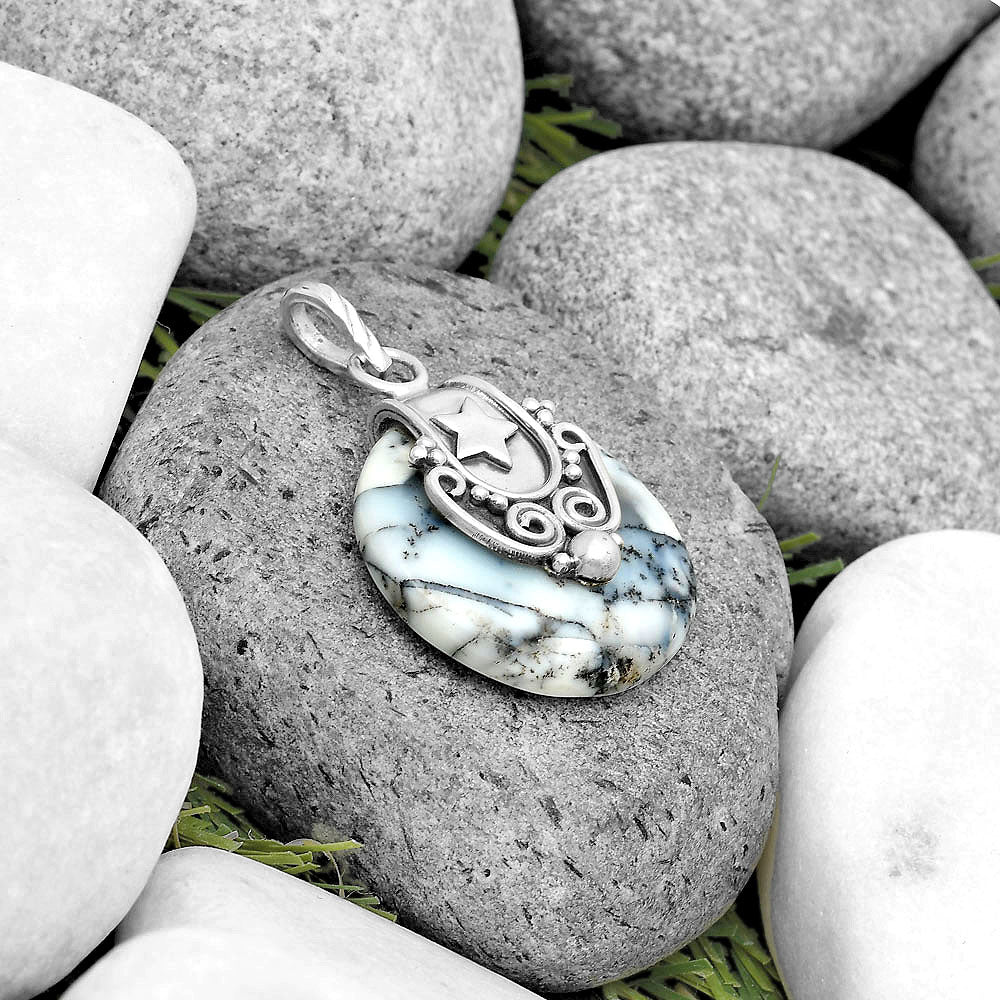 Star Natural Merlinite Dendritic Opal Pendant P-1313 SDP134675