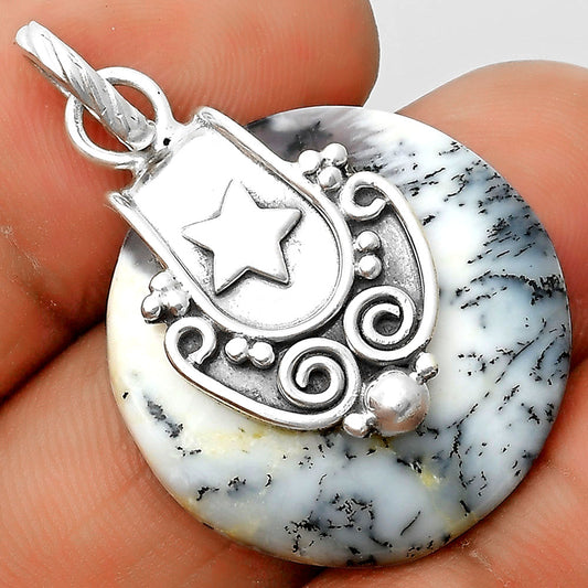 Star Natural Merlinite Dendritic Opal Pendant P-1313 SDP134676