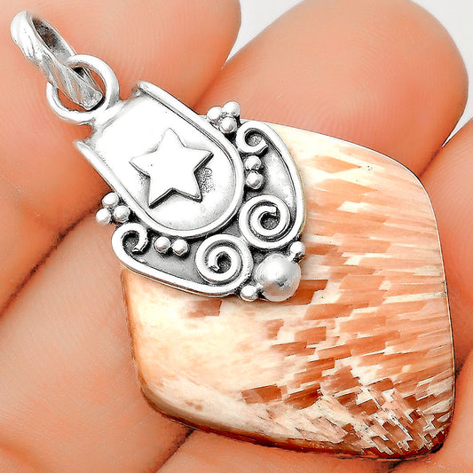 Star Natural Orange Scolecite India Pendant P-1313 SDP134677