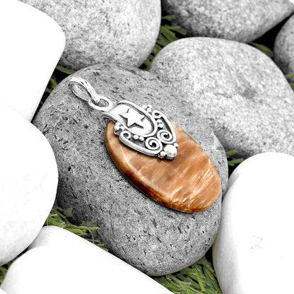 Star - Natural Petrified Wood Pendant P-1313 SDP134687