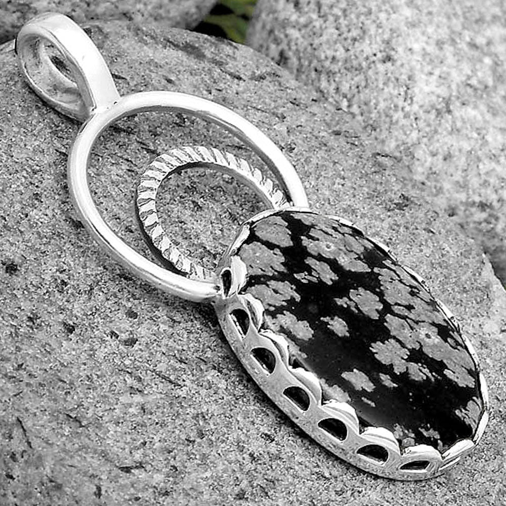 Natural Snow Flake Obsidian Pendant P-1668 SDP134742