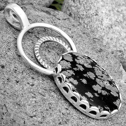 Natural Snow Flake Obsidian Pendant P-1668 SDP134742
