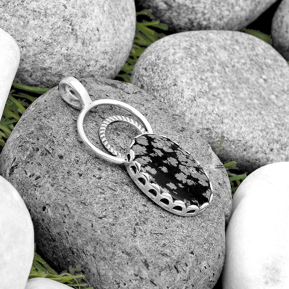 Natural Snow Flake Obsidian Pendant P-1668 SDP134742
