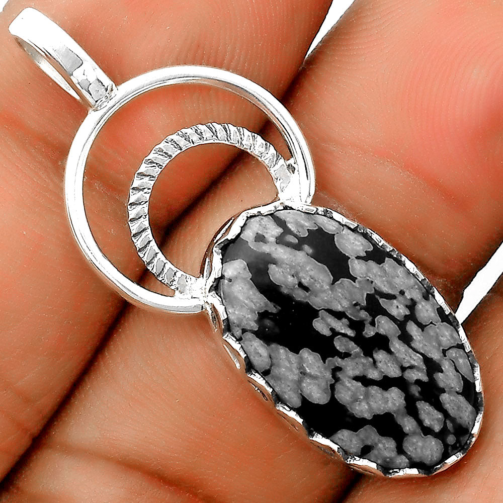 Natural Snow Flake Obsidian Pendant P-1668 SDP134752