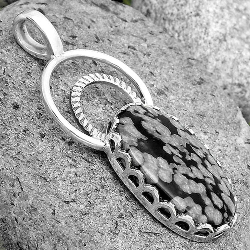 Natural Snow Flake Obsidian Pendant P-1668 SDP134752