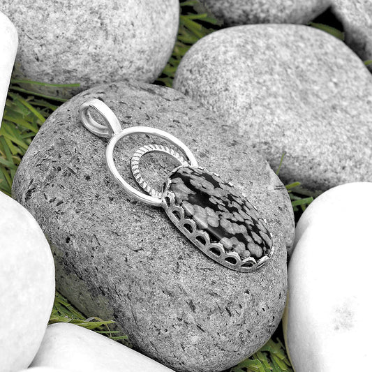 Natural Snow Flake Obsidian Pendant P-1668 SDP134752
