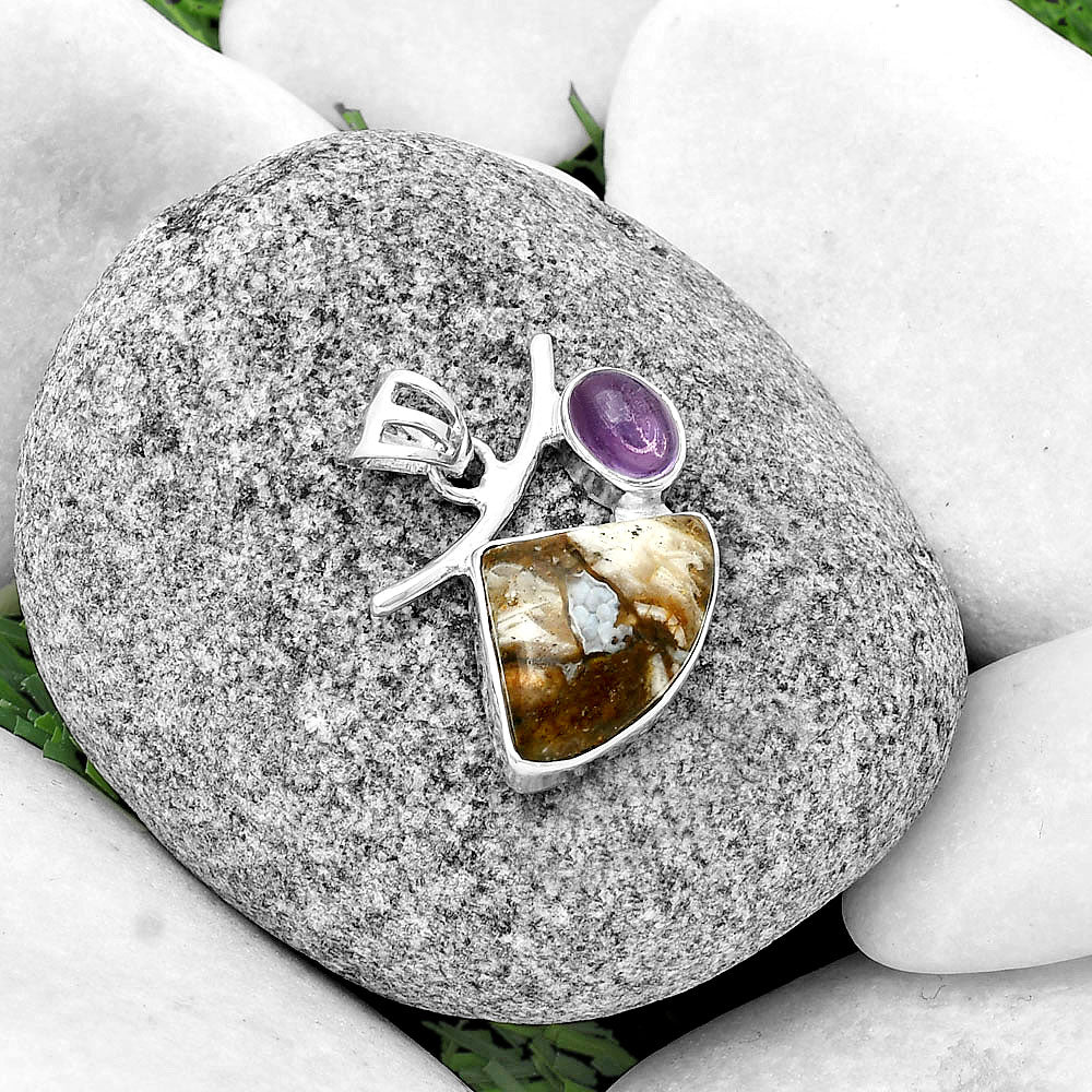 Natural Tube Agate Turkish & Amethyst Pendant P-1071 SDP134890