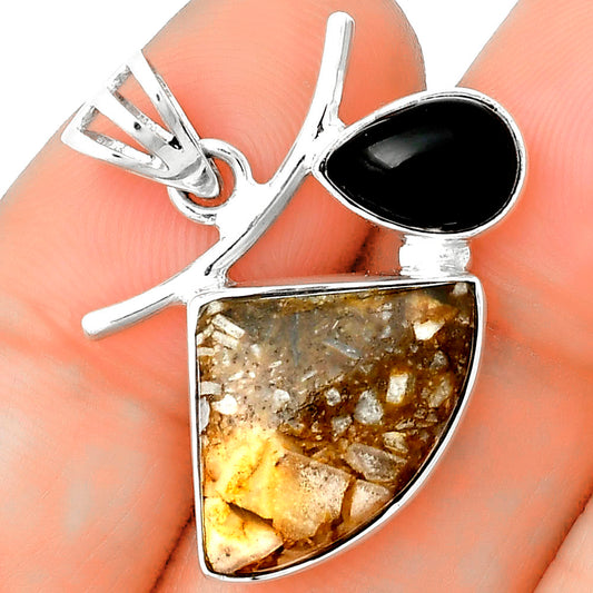 Tube Agate - Turkish & Black Onyx Pendant P-1071 SDP134893