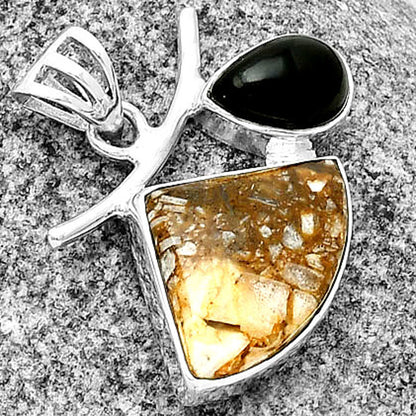 Tube Agate - Turkish & Black Onyx Pendant P-1071 SDP134893