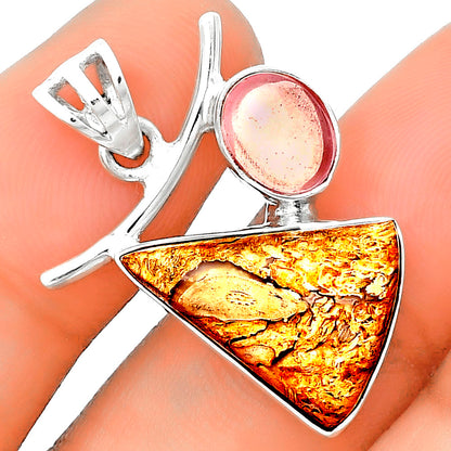 Natural Rock Calcy & Rose Quartz Pendant P-1071 SDP134905