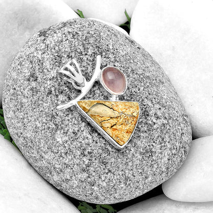 Natural Rock Calcy & Rose Quartz Pendant P-1071 SDP134905