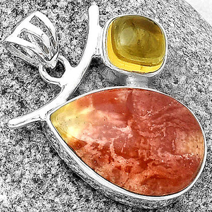 Natural Red Mookaite & Citrine Pendant P-1071 SDP134907