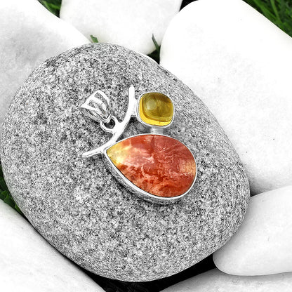 Natural Red Mookaite & Citrine Pendant P-1071 SDP134907