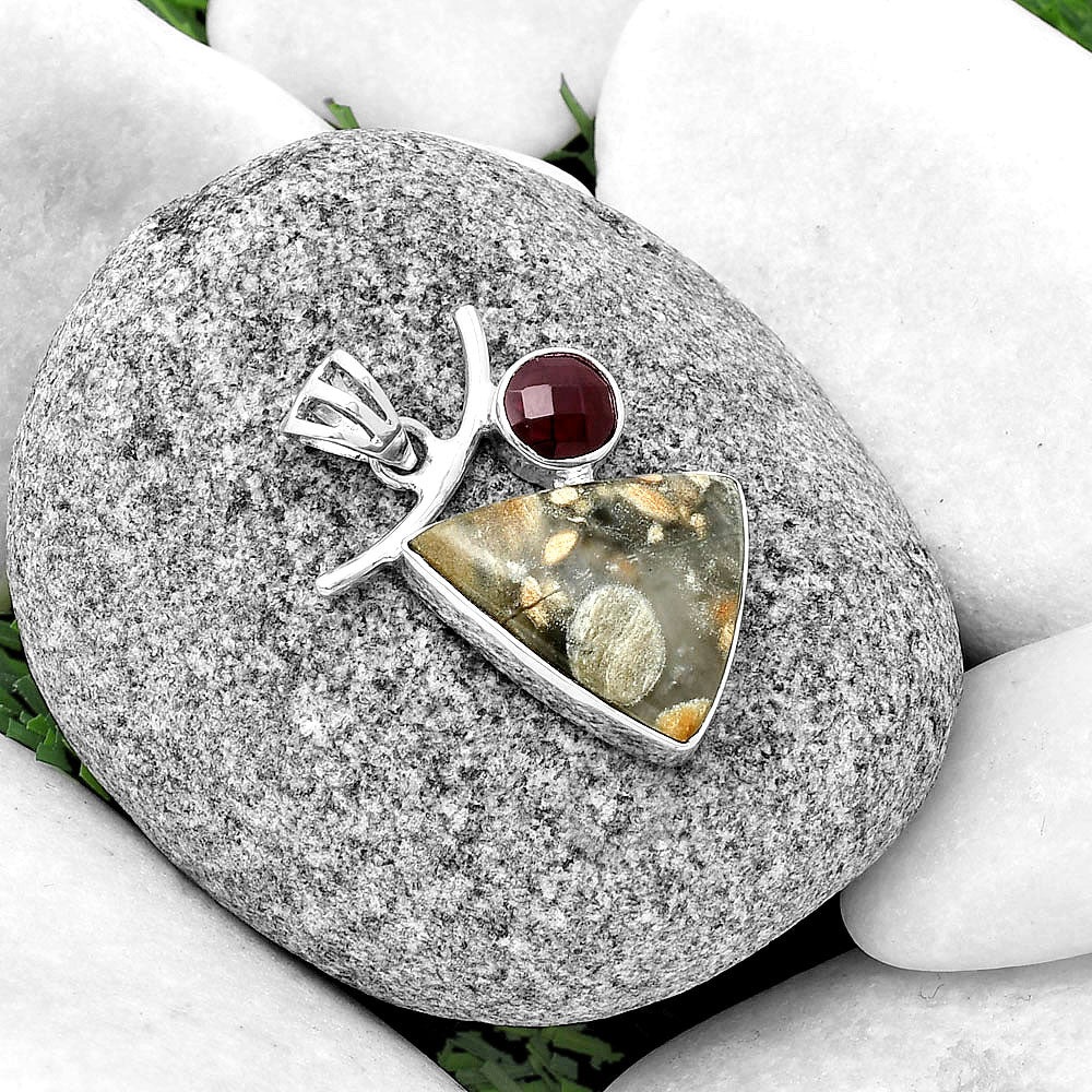 Natural Tabu Jasper & Garnet Pendant P-1071 SDP134908