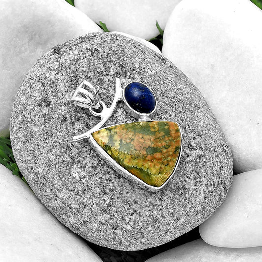 Natural Ocean Jasper & Lapis Lazuli Pendant P-1071 SDP134914