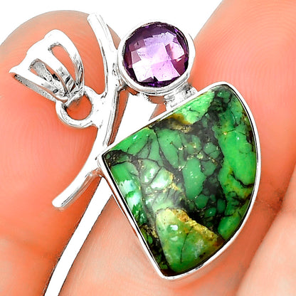 Green Matrix Turquoise & Amethyst Pendant P-1071 SDP134926
