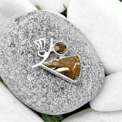 Tube Agate - Turkish & Smoky Quartz Pendant P-1071 SDP134933