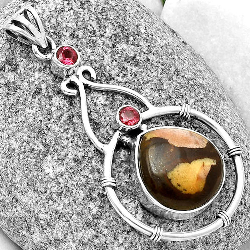 Natural Outback Jasper & Garnet Pendant P-1075 SDP134951
