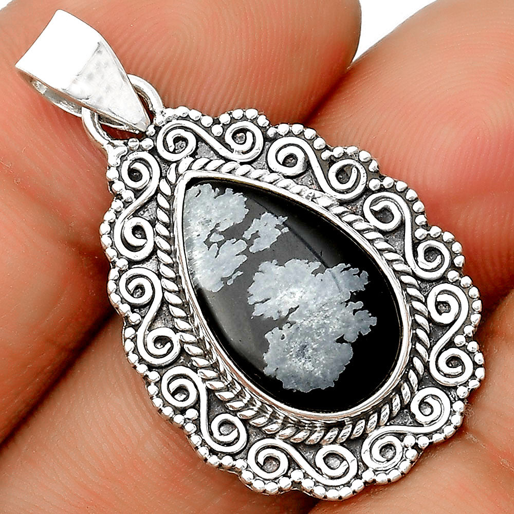 Natural Snow Flake Obsidian Pendant P-1214 SDP135247