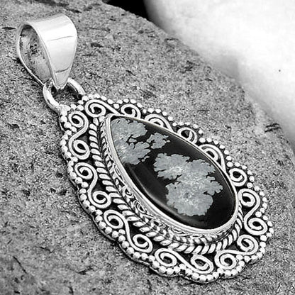 Natural Snow Flake Obsidian Pendant P-1214 SDP135247