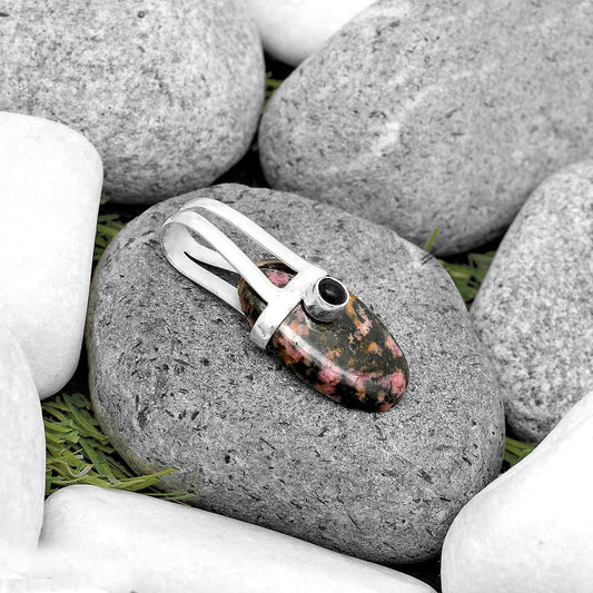 Natural Rhodonite & Black Onyx Pendant P-1563 SDP135433