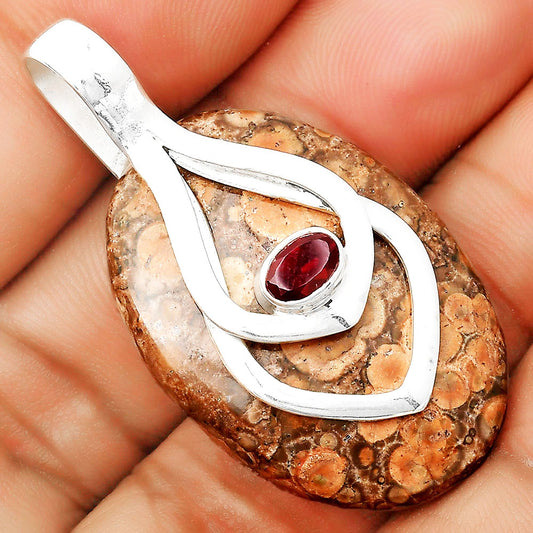 Natural Poppy Jasper & Garnet Pendant P-1562 SDP135445