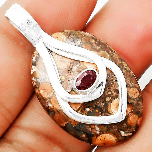Natural Poppy Jasper & Garnet Pendant P-1562 SDP135447