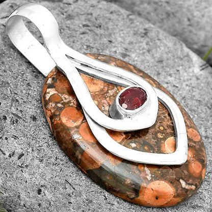 Natural Poppy Jasper & Garnet Pendant P-1562 SDP135447