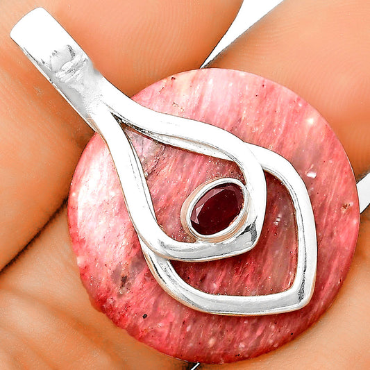 Natural Pink Tulip Quartz & Garnet Pendant P-1562 SDP135458