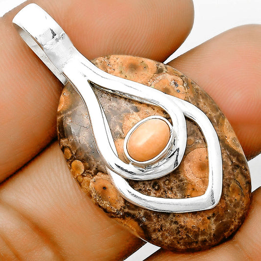 Natural Poppy Jasper & Pink Opal Pendant P-1562 SDP135465