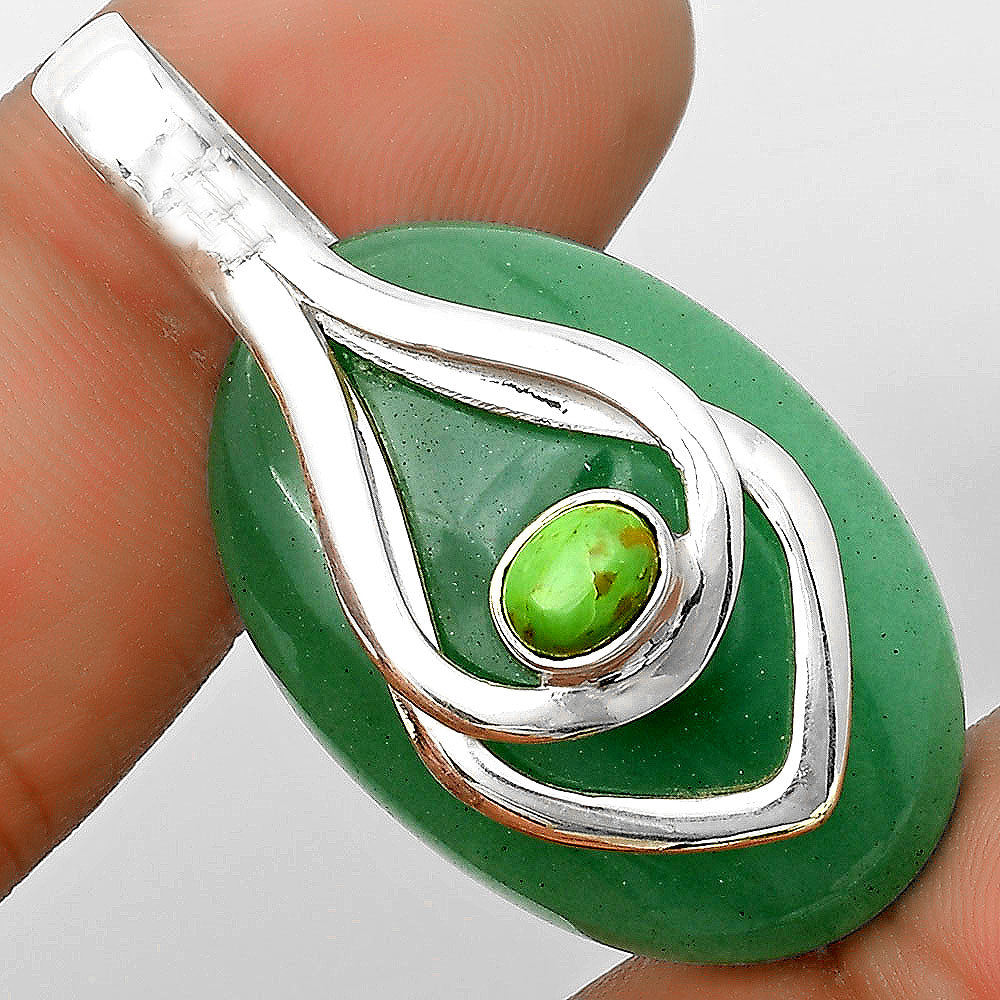 Green Aventurine & Copper Green Turquoise Pendant P-1562 SDP135467