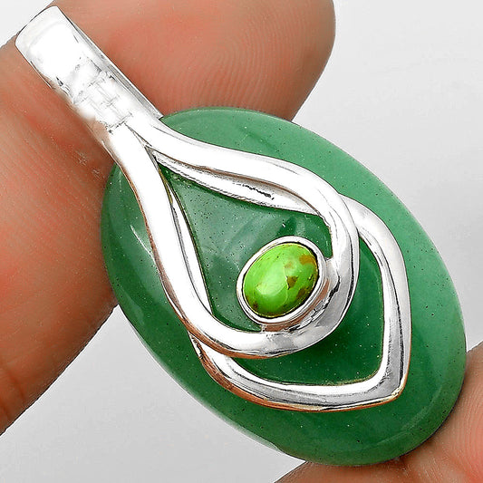 Green Aventurine & Copper Green Turquoise Pendant P-1562 SDP135467