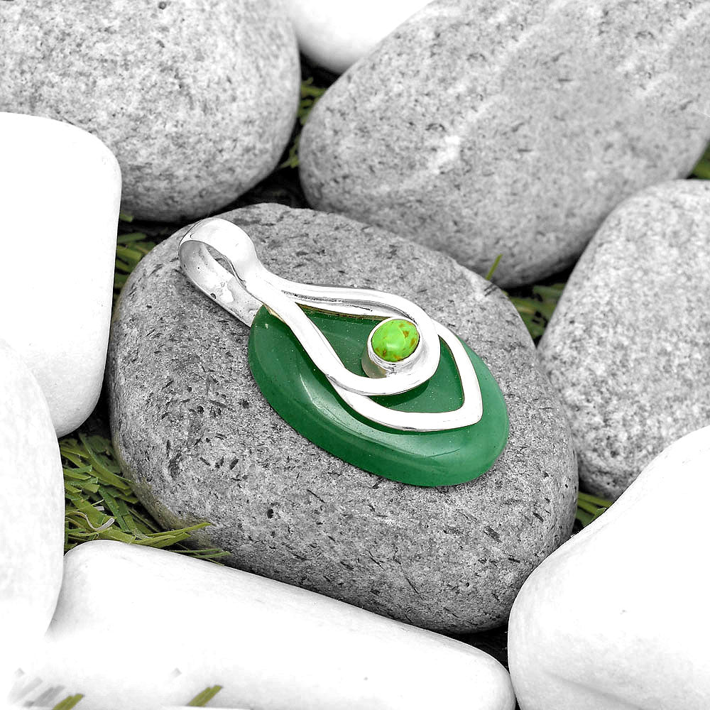 Green Aventurine & Copper Green Turquoise Pendant P-1562 SDP135467