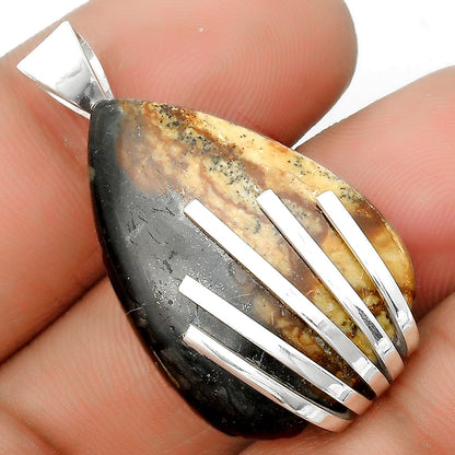 Natural Black Root Plume Agate Pendant P-1559 SDP135512